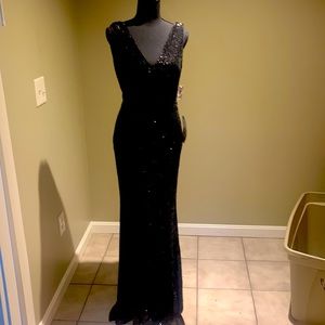 Xscape Black Sequin Prom Dress